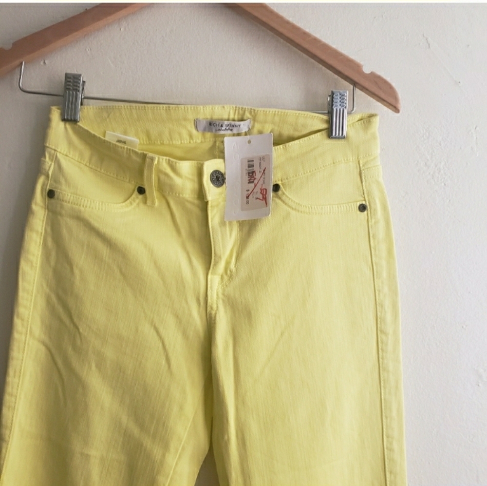 TODAY SALE Rich & Skinny Yellow Denim Soft Jeans size 26 - Picture 4 of 5